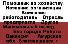 Помощник по хозяйству › Название организации ­ Компания-работодатель › Отрасль предприятия ­ Другое › Минимальный оклад ­ 30 000 - Все города Работа » Вакансии   . Амурская обл.,Благовещенск г.